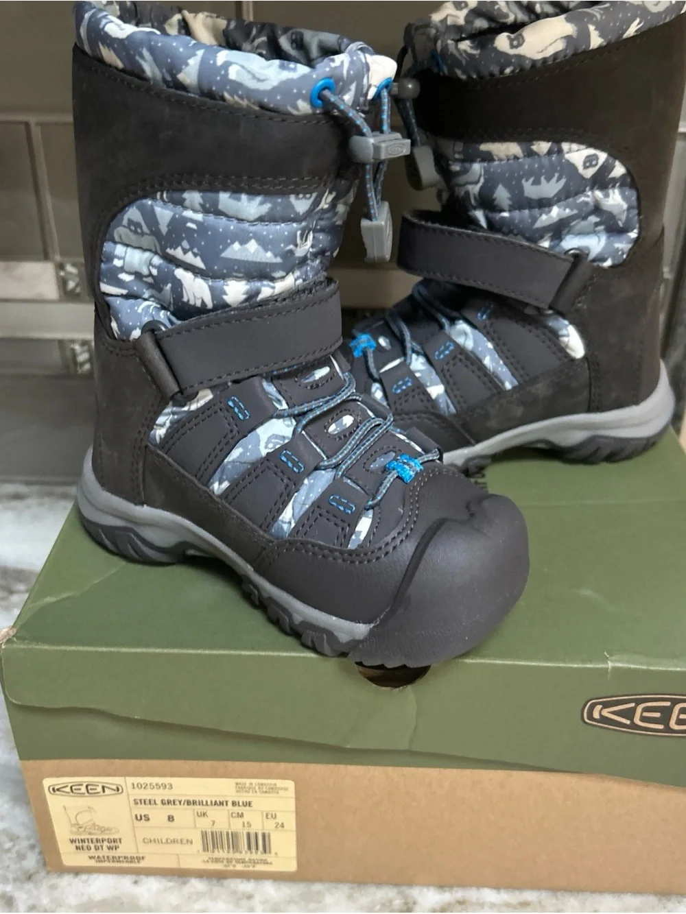 Keen Winterport Winter Boots Neo  Waterproof Grey snow  Blue NEW 8 Toddler